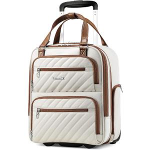 LUGGEX Underseat Carry On Luggage with Wheels, UDK Stylish Lightweight Under Seat Luggage, Soft Sided Personal Item Suitcase for Short Trip (UX-Core, Cream White, 16 Inch)
