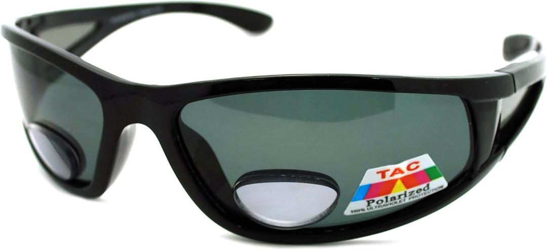 JuicyOrange Mens Wrap Around Sport Sunglasses Polarized Plus Bifocal Reading Lens Black