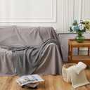 Longhui bedding 100% Cotton Knitted Throw Blanket – Dark Grey, Soft & Cozy, Machine Washable, 60"x80" – Perfect for Living Room, Couch, Sofa, Bed or Travel