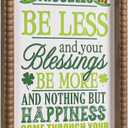 St Patrick's Day Wall Decor, Wooden May Your Troubles Be Less Irish Blessing Sign, Saint Patrick's Wood Decorative Signage Art Framed Kitchen Bedroom Office March Farmhouse Home Decorations (Green)