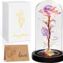 Childom Mothers Day Mom Gifts for Mom,Birthday Gifts for Women Moms Grandma,Flowers for Delivery Prime,Colorful Light Up Rose in A Glass Dome,Anniversary Valentines Roses Gift for Her Wife Daughter