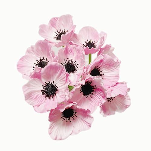 Rikyo 1 Stem 11" Bouquets Artificial Flowers Poppy Flowers,No Fade PU Fake Wild Flowers for Kitchen Table Centerpiece Vase,Home Greenery Wedding Holding Flowers Backdrop Arch Wall(Pink)
