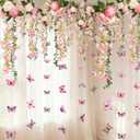Giegxin 5 Pcs Wisteria Hanging Garland Artificial Flowers Vine Decor for Backdrop Ceiling Fairy Party Decoration 4.92ft Vine Greenery Peony Butterfly Decor Floating Floral Backdrop for Wedding Party