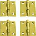 QCAA Square Door Butt Hinge, Heavy Gauge, Swaged, Loose Pin, 2"x2"x2.0mm, Brass Plated, Made in Taiwan, 4 Pack