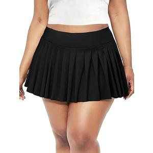 Women's Plus Size Micro Mini Pleated Skirts High Waist Short Skater Skirt Y2k Club Cheer Skirt Size XL