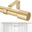 TONIAL Gold Curtain Rods 32 to 58 Inch(2.6 to 4.8 ft), Adjustable Splicing Window Curtains rod, 3/4 Drapery Rods for Windows 20 to 53 Inch, Decorative Single Rod with Modern Cap Finial