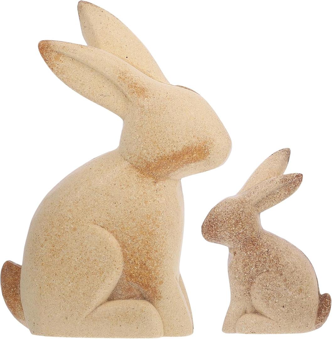2PCS DIY Easter Bunny Decor, Unfinished Wooden Bunny Figurines for Painting, Blank White Embryo Rabbit Wooden Crafts for Spring Table Decorations, Kids Arts and Crafts, Easter Gift for Home Office