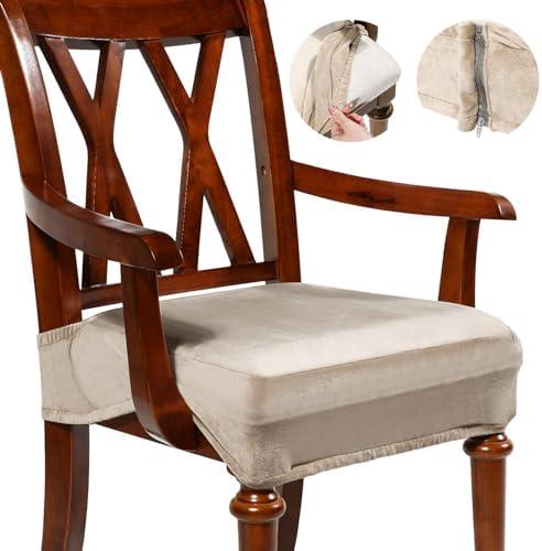 Havawish Large Velvet Dining Room Chair Seat Covers with Armrest Dining Captain Chair Slip Covers Protectors