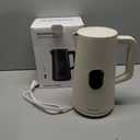 1.5L Electric Kettle Stainless Steel, Double Wall Cool Touch Teapot, Fast Boil,5 Temperature Control, LED Display, Auto Shut-Off,Keep Warm Function,Cream White