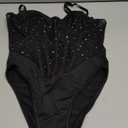 SweatyRocks Women's Corset Bodysuit Mesh Sheer Sleeveless Cami Jumpsuit Shirts Tops S