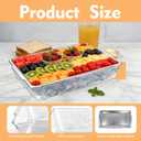3 Pcs 16" x 9.45'' Chilled Serving Tray with Compartments Rectangle Silver Ice Charcuterie Dish with Ice Scoop Plastic Clips for Appetizer Parties Fruit Vegetable Seafood