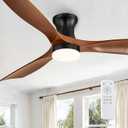 Fanbulous 52 Inch Ceiling Fans with Lights and Remote, 3 Blades Flush Mount Low Profile Ceiling fan, Efficient 3475 CFM, Safe ABS, Timer, Quiet 35dB, 3CCT, Reversible for Bedroom Living Room, Walnut