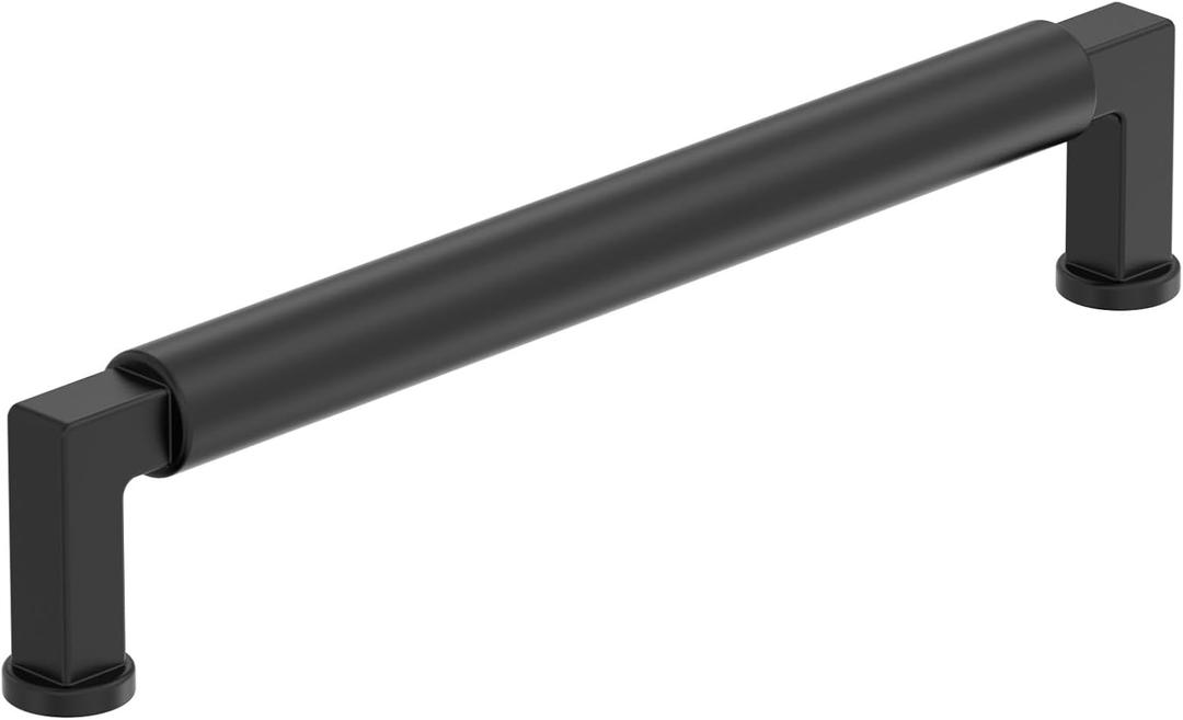 Amerock Balon 6-5/16 inch (160mm) Center-to-Center Matte Black Cabinet Pull, BP37485MB
