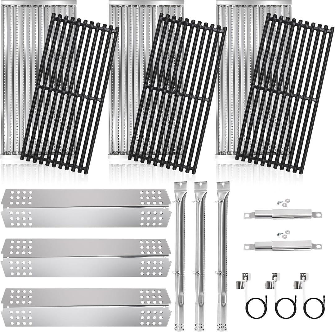Emitter Plates Grill Parts for Charbroil Commercial 463241313, 463241314, 463241013, Cooking Grates, Heat Shield, Burner, Ignitor for Charbroil Commercial Tru Infrared Grill Replacement Parts 3 Burner
