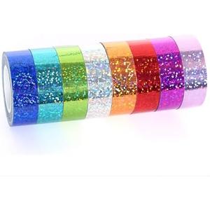 SICCOMA Glitter Prism Tape Strong Adhesive Holographic Sparkle Washi Tape Reflective Glitter Sparkle Tape Sparkle Decorative Tape Sparkle Masking Tape Glitter Crafting Tape (8 Rolls, 0.6in x16.5ft)