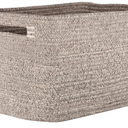 Storage Baskets for Organizing, 14 x 10 x 9” Closet Shelf Woven Baskets, Square Bins with Handles, Cotton Rope Basket for Toys, Clothes, Office, Room, Brown 1 Pack