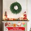 Christmas Wreaths Outdoor Realistic 24 Inch Large Artificial Winter Greenery Pine Cedar Wreaths for Windows Xmas Holiday Home Table Mantle Yard Staircase Wall Door Porch Hanging Decor Outdoor Indoor