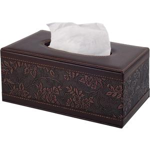 Antique PU Leather Tissue Box Holder Cover Rectangular Napkin Case Dispenser,Home Office Car Tissue Holder with Magnetic Bottom,Facial Tissue Organizer (Retro)