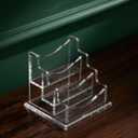 SEVENY Business Card Holder, Clear Acrylic Cards Organizer Stand for Men and Women, Business Cards Case Rack 1 Pack, Holds 180 Cards-3 Slot