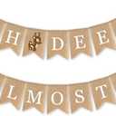 SWYOUN Burlap Oh Deer He's Almost Here Banner Mantel Fireplace Supplies Boy Woodland Baby Shower Garland Decorations