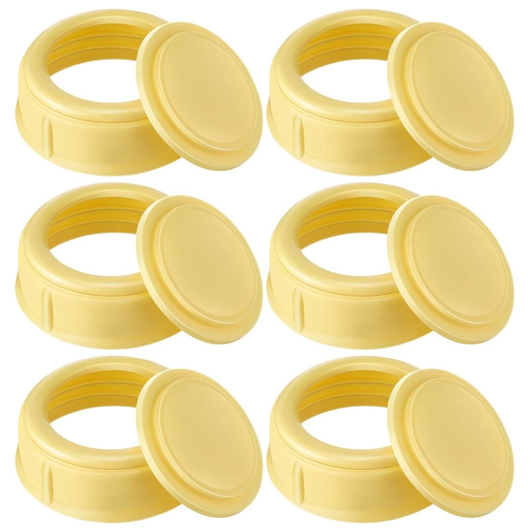 6 Pack Nipple Rings Compatible with Medela Baby 5oz & 8oz Plastic & Glass Bottles, Collar Rings Compatible with Medela Slow or Medium Flow Collection and Storage Bottles, No Leak or Spill
