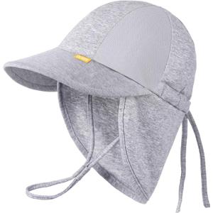 Baby Sun Hat with Breathable Mesh, Neck Flap Infant Unisex Boys Girls Toddler UPF 50+ Summer Beach Swim Adjustable (Gray)