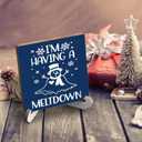 Christmas Decor Rustic Xmas Wooden Desk Decor Funny Seasonal Winter Holiday Christmas Decorations for Home Farmhouse Office Table Shelf Table Tiered Tray Merry Christmas Sign Plaque with Wood Stand 5