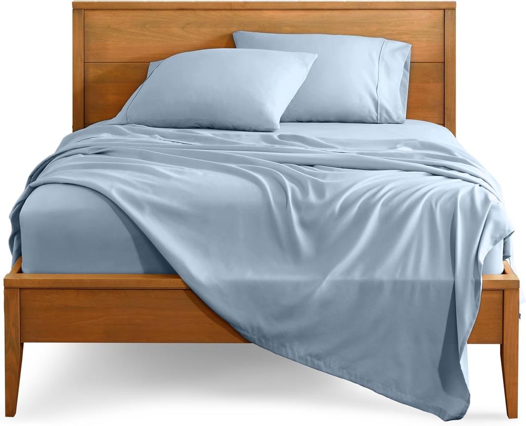 Bare Home Queen Sheet Set - 1800 Ultra-Soft Microfiber Queen Bed Sheets - Double Brushed - Deep Pockets - Easy Fit - 4 Piece Set - Bedding Sheets & Pillowcases (Queen, Dusty Blue)
