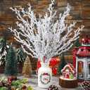 Giegxin 6 Pieces Snowy Branches Tree Picks 16 Inch Artificial White Christmas Tree Branches White Christmas Greenery Stems Frosted Twigs Stems for Xmas Wreaths Home Table Decor