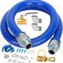1675kit48 Safety System Kit, 48" Commercial Gas Hose Connector Kit with 3/4" Quick Disconnect, Gas Hose for Kitchen Equipment Commercial Standard Gas Connector, Full Port Valve, Restraining Devices, Blue