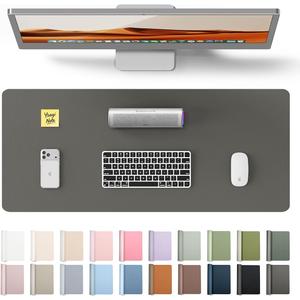YSAGi Leather Desk Protector, Office Mat, Large Mouse Mat, Non-Slip PU Leather Blotter, Laptop Desk, Waterproof Writing Pad for Office and Home (Dark Grey, 23.6" x 13.8")