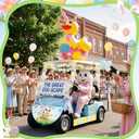 Hungdao 4ft Easter Inflatable Duck with Bunny Ears Blow up Kit, Easter Golf Cart Decorations with Garlands Streamers Fan Flag for Parade Car Yard Outdoor Party Decor