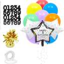 Sparkle and Bash Customizable Happy Birthday Foil Star and Latex Balloons for Decor (43 Pieces)