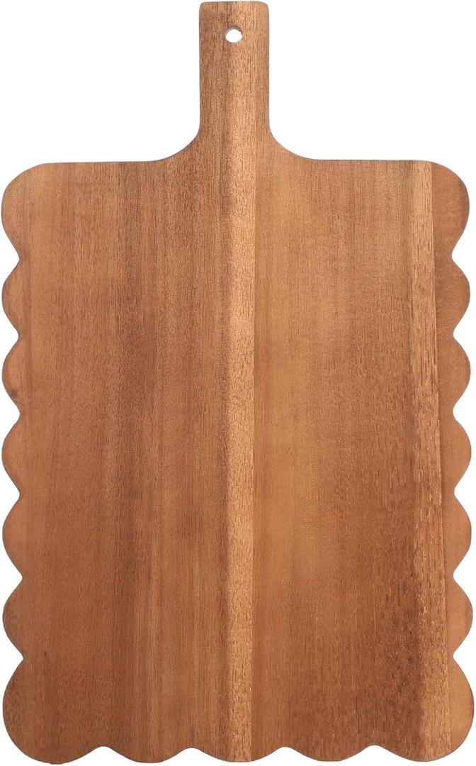 Novabright Scalloped Shaped Wood Cutting Board Wooden Serving Tray Farmhouse Kitchen Decoration for Holiday Party Accessories Table Home Shelf Dining Room Gifts(dark Brown, 1 Pcs)