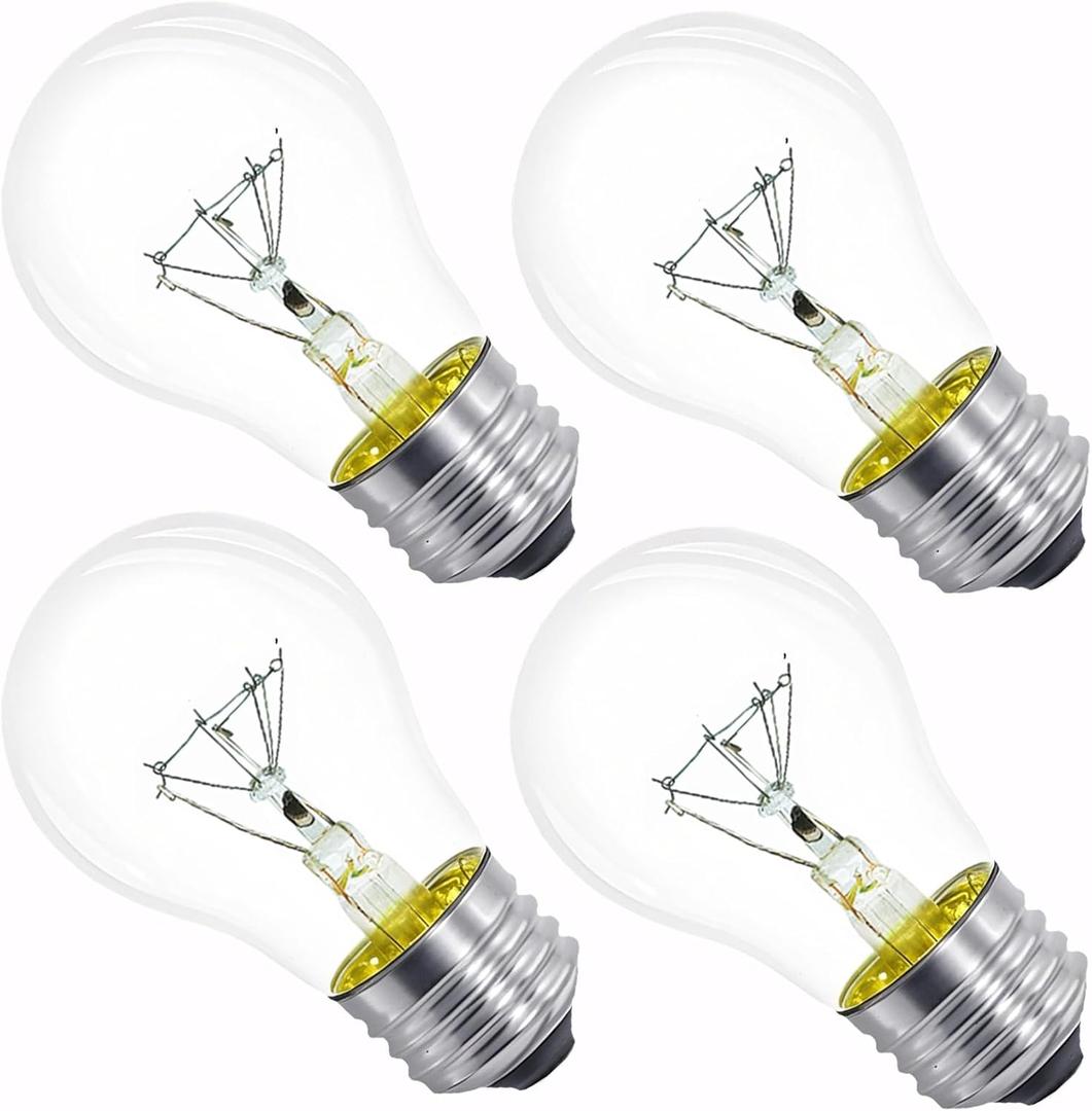 Lava Lamp Bulb 40W E26 Medium Base 120V A15 Appliance Oven Light Bulb for 16.3" Lava Lamp,Microwave Oven, Refrigerator, Over Stove Range Hood,High Temperature 500 Degrees Resistant,Warm White,4 Pack