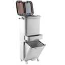 42L Kitchen Trash Can with Lid, Three-Layer Dual Trash and Recycling Bins with Wheels, Vertical Dry and Wet Separation Waste Sorting Bins with 3 Removable Inner Buckets