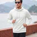 MAGCOMSEN Mens Hoodies Fleece Lined Casual Athletic Sweatshirts Pullover with Kangaroo Pocket (White, XXXL)