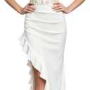 Womens Slip Satin Corset Maxi Dress Sexy High Slit Backless Lace Up Formal Prom Wedding Guest Bridesmaid Dresses (White, S)