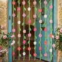 12 Pcs Handmade Crochet Flower Garland Decor Knitting Spring Floral Garland Hanging Ornaments Boho Door Curtains Decoration for Backdrop Wall Window Fireplace Bedroom Birthday Wedding Party