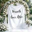 68x80 Inch Happily Ever After Wedding Banner, Wedding Photo Props Tapestry Bridal Shower Sign, Fabric Weddings Backdrop, Welcome Sign for Ceremony, Arch, Reception Backdrop
