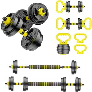 Adjustable Dumbbell Set, 10-90lbs Free Weights with Connector 4 in 1 Dumbbells, Barbell, Kettlebell & Push Up Stand, Adjustable Weights Set for Home Gym Fitness Equipment for Men & Women