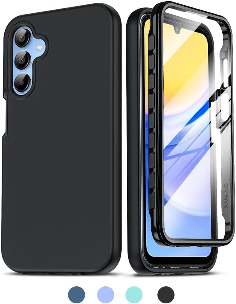 LeYi for Samsung Galaxy A15 4G/5G Case: and Built-in Screen Protector, 360 Full Body Protective Rugged Bumper Cover Heavy Duty Shockproof Soft Phone Case for Samsung A 15 (3 Pcs)