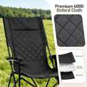 Folding Camping Chair, High Back Padded Portable Camp Chair with Storage Bag, 600D Oxford Fabric Comfortable Chair for Outdoor Camping, Beach, Fishing (Black)