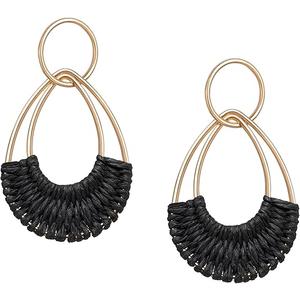 Raffia Hoop Earrings for Women Fun Boho Summer Beach Earrings Lightweight Handmade Straw Wicker Rattan Dangle Earrings Statement Geometric Round Drop Earrings