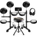 Electric Drum Set,  Electronic Drum Kit for Beginner ,  Quiet Mesh Pads, Cymbals, USB MIDI, Type-C Charging, 2 Pedal, Throne, Headphones, Sticks, Melodics Lessons
