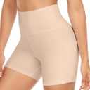 MOREFEEL High Waisted Biker Shorts for Women -3'' / 5'' Tummy Control Butt Lifting Gym Workout Athletic Shorts Yoga Pants (Small-Medium, 03-light Beige-5 Inch)