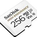 SANDISK 256GB High Endurance Video microSDXC Card with Adapter for dash cam and home monitoring systems - C10, U3, V30, 4K UHD, Micro SD Card - SDSQQNR-256G-GN6IA