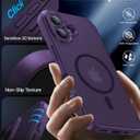 Magnetic for iPhone 16 Case,Upgraded [Full Camera Protection][Compatible with Magsafe][Mil-Grade Protection] Shockproof Slim Anti-Yellow Translucent Matte Phone Case for iPhone 16,Deep Purple