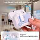 RFUNGUANGO AirPods Pro 3 Case, Compatible with Apple AirPods Pro 3rd Generation(2025) Protective Case with Phone Holder & Cleaning Kit, Magnetic Automatic Lock, Compatible with Magsafe, Light Blue