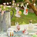 Set of 4 Easter Felt Bunny Ornaments, 4.3" Hanging Wool Rabbits Animal Figurine for Girls Gift, Tiered Tray Tabletop Decor, Easter Basket Filler Spring Home Kitchen Room Window Party Supply